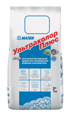 ULTRACOLOR PLUS, ТМ MAPEI, цвет №168 Лазурный, (2кг), (Россия), Смесь сухая затирочная класс CG2WAF