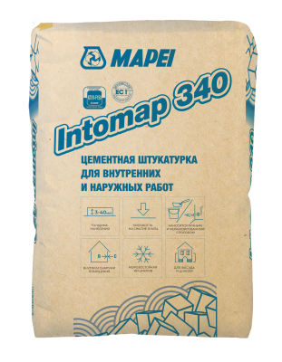 INTOMAP 340, TM MAPEI, (25кг), (Россия), Смесь сухая штукатурная тяжёлая для внутренних и наружных р