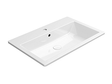 KUBE'X 70x46 встроенная раковина с переливом - 1 отв. для смесителя - глазурь белая глянцевая Extrag ..