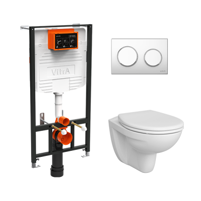 L-Box Безободковый унитаз S10 Spinflush с сиденьем с микролифтом, инсталляцией и панел ..