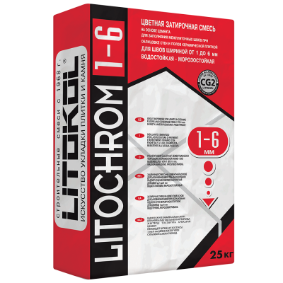 LITOCHROM 1-6 C.10 серая затир.смесь 25 kg bag R ..