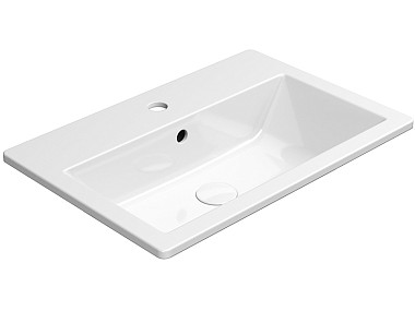 KUBE'X 58x40 встроенная раковина с переливом - 1 отв. для смесителя - глазурь белая глянцевая Extrag ..