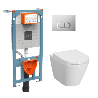 L-box Безободковый унитаз Integra Round с дюропластовой крышкой микролифт, клавиша, инсталляция ..