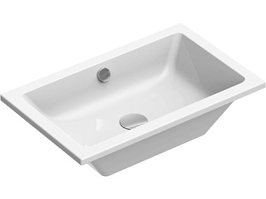 KUBE'X 60x37 встроенная раковина с переливом - глазурь белая глянцевая Extraglaze Antibacterial ..