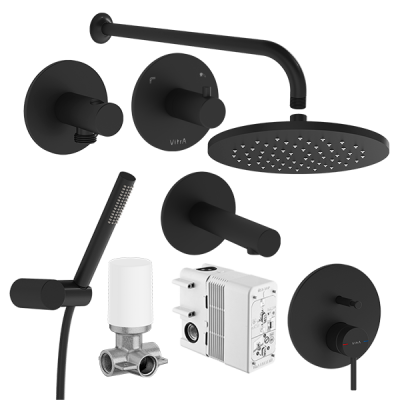 Набор встроенной душевой системы Origin на 3 направления, матовый черный ..