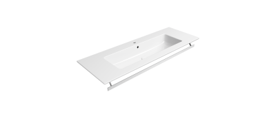 PURA 122x46 раковина с переливом - 1 отв. для смесителя - глазурь белая глянцевая Extraglaze Antibac ..