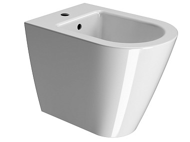 KUBE'X 55x36 биде приставное - 1 отв. для смесителя - глазурь белая глянцевая Extraglaze Antibacteri ..