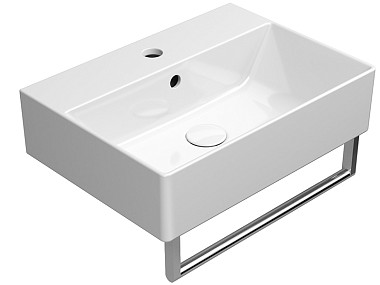 KUBE'X 60x37 раковина с переливом - 1 отв. для смесителя - глазурь белая глянцевая Extraglaze Antiba ..