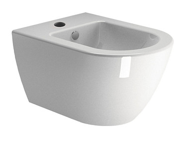 PURA 55x36 биде подвесное - 1 отв. для смесителя - глазурь белая глянцевая Extraglaze Antibacterial ..